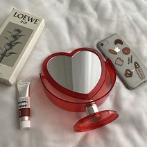 하리코 투명아크릴 하트 탁상 거울, 레드