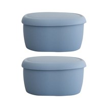 파스텔 실리콘 밀폐용기 블루 L, 2개, 밀폐용기 2p