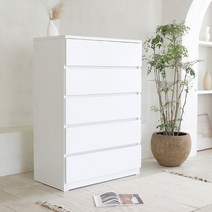 퍼리든 로웰 광폭 5단 서랍장 1000 방문설치, 화이트