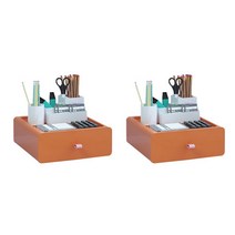 양손컴퍼니 책상 수납함 2p, 오렌지, 1단