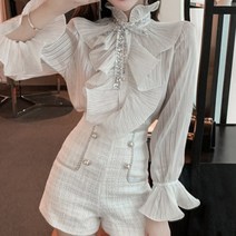 비비에모 나빌리에 플리츠 스트랩 블라우스 00392