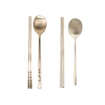 강화유기 민자 + 매화 부부 수저 세트, 매화 숟가락 + 매화 젓가락 + 민자 숟가락 +  민자 젓가락