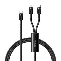 맥도도 2in1 C타입-8핀 라이트닝 100W + C타입 PD 고속충전 멀티 케이블 CA-878, 블랙
