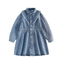앤젤아이 여아용 빅브이 카라 청 원피스