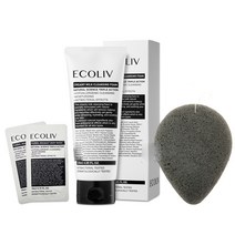 에코리브 크리미 밀크 클렌징폼 120ml + 아임곤약 곤약 참숯 세안용 스펀지 + 바디워시 파우치 2p 세트, 1세트