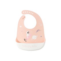 스타빈 큐트캐릭터 실리콘 턱받이, 핑크우주, 1개