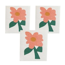 리빙제이 대나무섬유 주방 행주 분홍꽃 3p, 1개