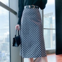 페이퍼먼츠 엄브렐러 체크 A라인 롱 모직 스커트 00838