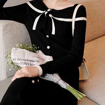 비비에모 오픈 리본넥 러블리 니트 원피스 00570