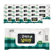 티슈도리 순면 두배로 아기 물티슈 캡형, 60매, 20팩