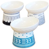 모나지오 반려동물 다이아 경사형 도자기 식기 3종 세트, 다크블루, 피쉬블루, 청그린