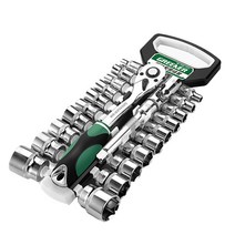 Dr리빙스토어 자동차 정비 전문가용 가정용 다기능 고강도 퀵 72기어 래칫 렌치 스패너 드라이버 소켓 세트, 1세트, 래칫 렌치 + 커넥팅로드 + 복스 소켓 20종