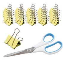 화신 더블크립 특소 100p + 사무용 투톤가위 대 세트, 혼합색상, 1세트