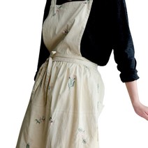 자수 원피스형 앞치마, 베이지, 1개