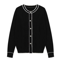 탱커스 여성용 꽃 단추 라운드넥 가디건