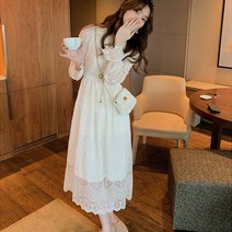 앤의 옷장 셀프 웨딩 돌잔치 긴팔 레이스 롱 원피스