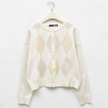 비엔엑스 여성용 아가일 패턴 라운드넥 데일리 가디건 BT4CD044L0