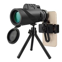 에이러블 휴대용 고배율 핸드폰 카메라 망원경 HD 40x60 블랙 B0146 + 사진 클립 + 삼각대 세트, 50mm