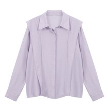 탱커스 카라넥 핀턱 롤업 긴팔 블라우스