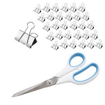 화신 더블클립 실버 소 50p + 사무용 투톤 가위 대, 1세트