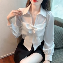 비비에모 가슴 왕리본 카라 오피스 블라우스 00941
