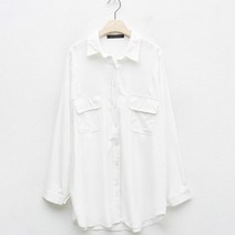 탱커스 여성용 빅 베이직 카라넥 포켓 셔츠 TU1BL014L0