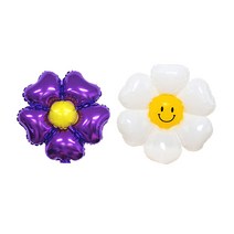 파티쇼 플라워 은박 하트 + 데이지 소형 풍선 세트, 퍼플(하트풍선), 4세트