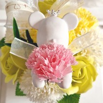 라비다 뉴 카네이션 곰돌이 석고 오너먼트 핑크 x 2p + 석고방향제 리필 오일 3ml x 2p, 웨딩플라워