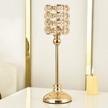 루미에르루체 크리스탈 웨딩 골든 캔들 홀더 L 11 x 36.5 cm, 골드