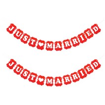 JUST MARRIED 클래식 펠트 가랜드, 레드, 2개