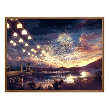 순잠 깜찍 모던 수채화 유채화 개릭터 그림그리기 DIY 세트 50 x 65 x 1.6 cm, 18 불꽃놀이