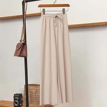 여성용 스트링 와이드 9부 팬츠