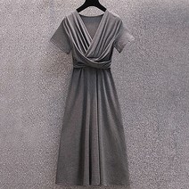 브이 랩 셔링 미디 원피스