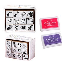 Candy 귀여운 소품 스템프 B type 2종 x 12p + 잉크 2p 세트, 1세트, 랜덤발송