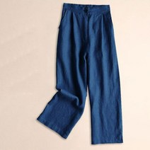 풍깍쟁이 여성용 레그 와이드 린넨 캐주얼 긴바지