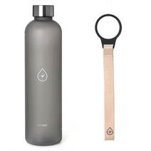 미쓰달봉 트라이탄 시간눈금 안개보틀 1000ml + 손목 스트랩 세트, 미드나잇 그레이(보틀), 베이지(스트랩)