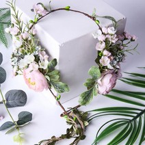 겟잇블루 신부 오리지널 디자인 로맨틱 머리 장식 웨딩 화관, 핑크, 2개