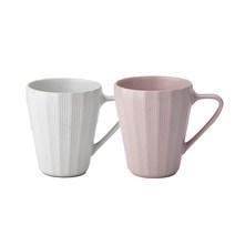 광주요 백합 머그잔 330ml x 2종 세트, 1세트, 백색, 연홍색