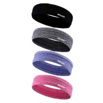 몬스터 이중 실리콘 라이닝 미끄럼 방지 스포츠 헤어밴드 4p 세트, black, gray, purple, pink