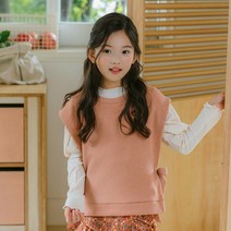 루디아키즈 여아용 니트 트임 조끼