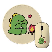 트라이코지 리틀티노 무소음 무선마우스 W-5000 + 마우스 패드 원형 세트, 리틀티노 캠프파이어, W-5000(마우스)