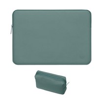 molle 스웨이드 노트북 파우치 MN_A1 + 미니파우치 세트, 레이크그린