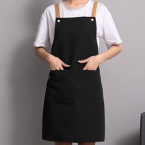 아리코 똑딱이 단추 캔버스 앞치마, 블랙, 1개
