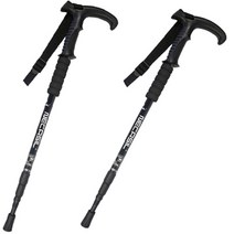 로이어 초경량 알루미늄 합금 T자형 등산 스틱 2p, 블랙