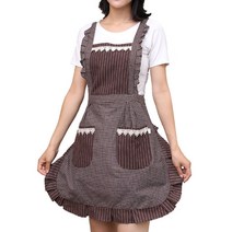 유니코시 밀크티숍 프릴 앞치마, 03 브라운, 1개