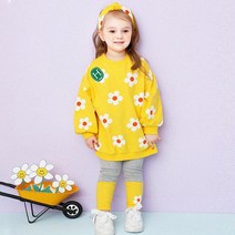 헤이미니 여아용 플로라 롱 티셔츠 상하복
