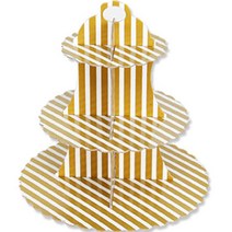 아리코 3단 파티 플레이팅 트레이, 골드스트라이프, 1개