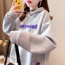 메이첼 여성용 입체 레터링 루즈핏 후두 맨투맨 티셔츠 01270