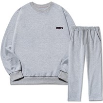 코지레이먼트 남성용 M~4XL 7컬러 오버랩 스몰로고 기모 맨투맨 + 트레이닝 팬츠 세트
