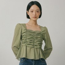리올그 FAL HEART NECK PATTERN 셔링 블라우스